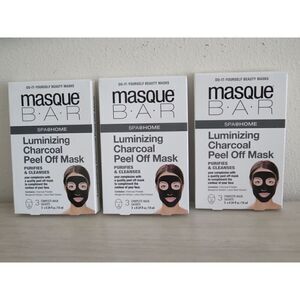 Masque Bar Luminizing Charcoal Peel Off Masks 6 Single Use Masks, 3 Boxes